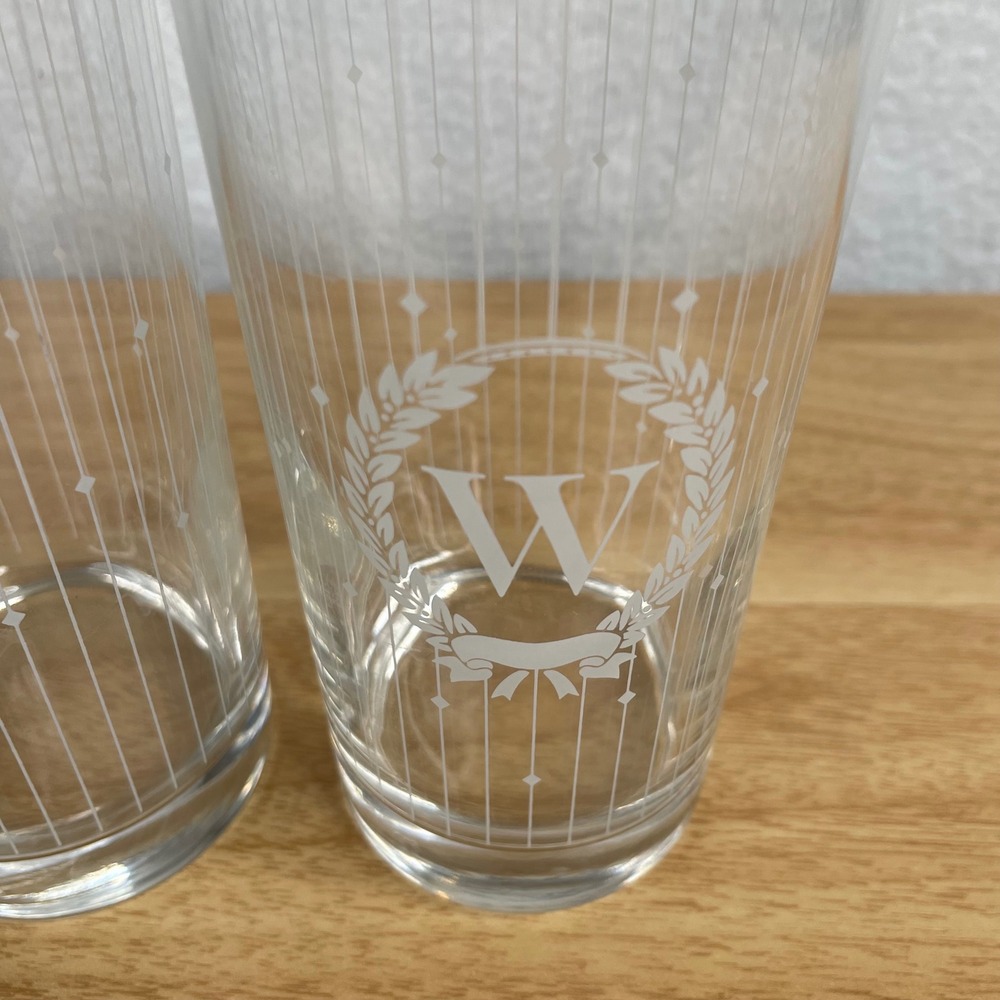 Set of 2 Vintage Etched Monogram "W" Highball Glasses Avon Personally Yours - Picture 5 of 5
